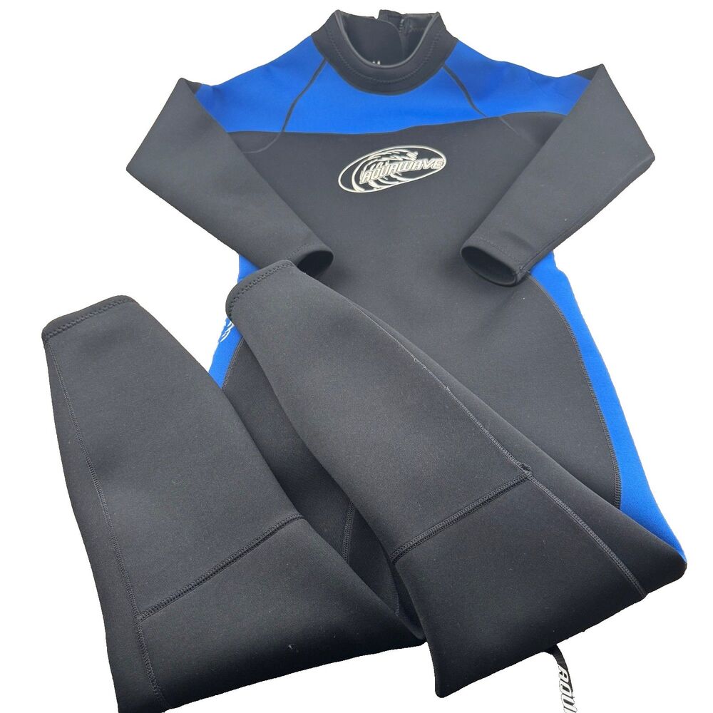 AQUAWAVE Full Body Wet Suit Adult M Black/Blue 90% Neoprene 10% Polyester Scuba